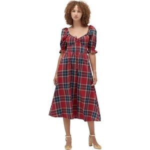 Hill House Red Plaid Midi Dress